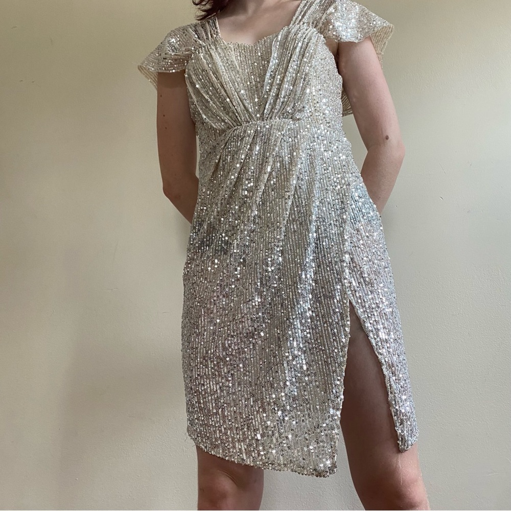 Champagne Sequined Fashion Nova Dress w/ Liner
